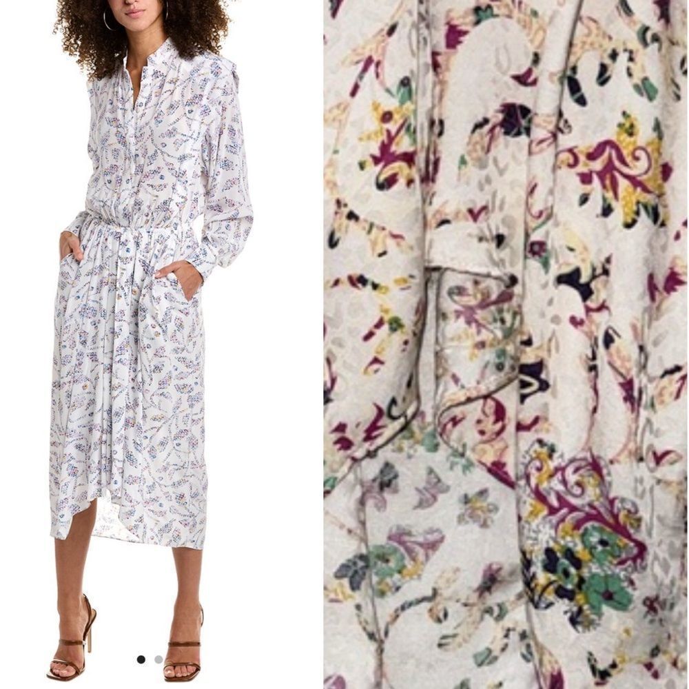 NWT Isabel Marant Étoile Robe Okleya Midi Dress Color Ecru Size 38/ US Medium